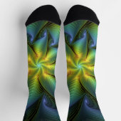 Chaussette Etoile Abstraite, Bleu brillant Vert Or Fractal Ar (Haut)