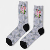 Chaussette Étoiles Argentées Et Roses Roses (Gauche)