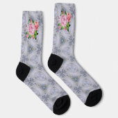 Chaussette Étoiles Argentées Et Roses Roses (Droite)