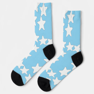 Chaussette Étoiles blanches sur fond bleu clair