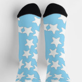Chaussette Étoiles blanches sur fond bleu clair (Haut)