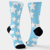 Chaussette Étoiles blanches sur fond bleu clair (Angulaire)