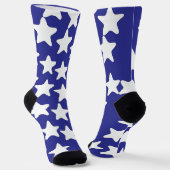 Chaussette Étoiles blanches sur fond bleu profond (Angulaire)