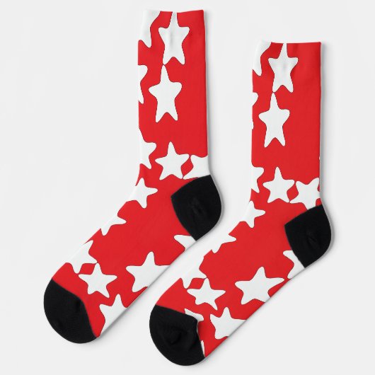 Chaussette Étoiles blanches sur fond rouge (Gauche)