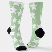 Chaussette Étoiles blanches sur fond vert clair (Angulaire)