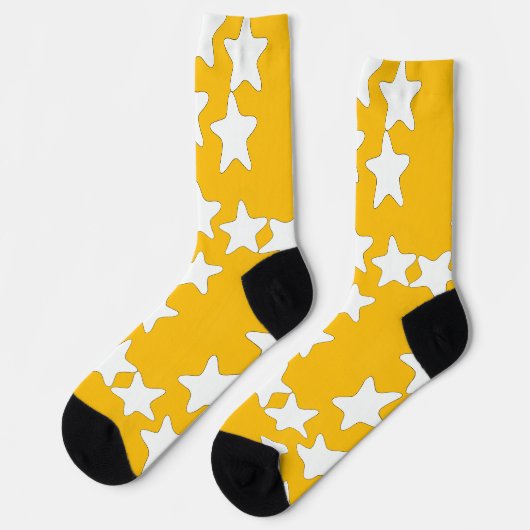Chaussette Étoiles Blanches Sur Jaune (Gauche)