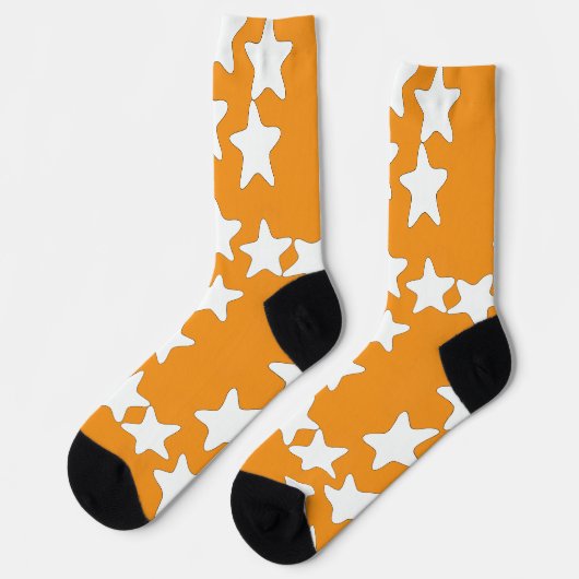 Chaussette Étoiles blanches sur orange (Gauche)