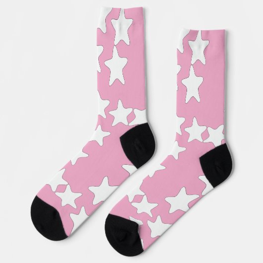 Chaussette Étoiles Blanches Sur Rose (Gauche)