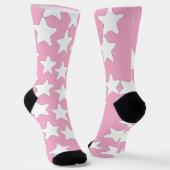 Chaussette Étoiles Blanches Sur Rose (Angulaire)