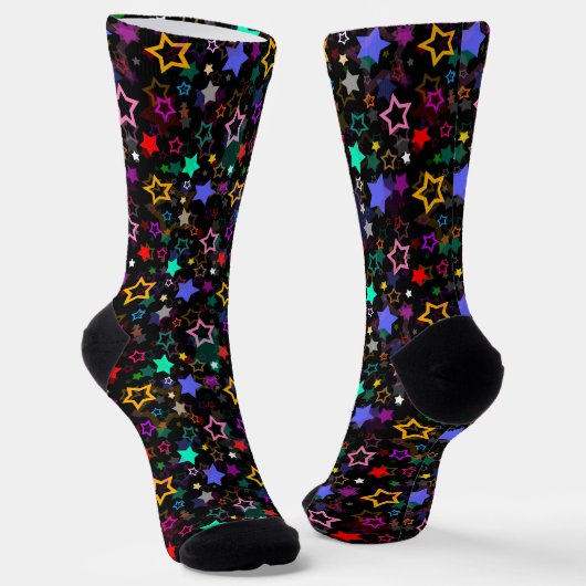 Chaussette Étoiles Colorées Noires (Angulaire)