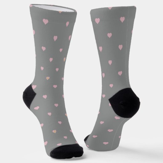 Chaussette Étoiles dans les coeurs sur gris (Angulaire)