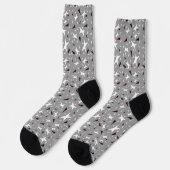 Chaussette Étoiles et Triangles Géométriques Subtils – Gris (Gauche)