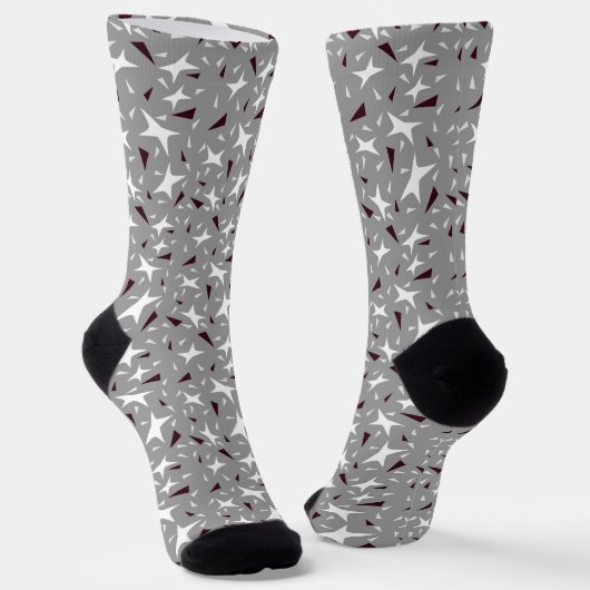 Chaussette Étoiles et Triangles Géométriques Subtils – Gris (Angulaire)