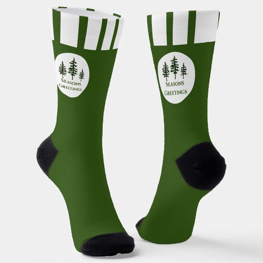 Chaussette Evergreen Trees Seasons Greetings