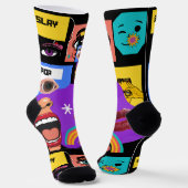 Chaussette Explosion Pop Art Audacieuse de Style Comic Rétro (Angulaire)