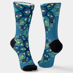Chaussette Eyes Psychédéliques Bleu Floral