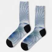 Chaussette Fantaisie dynamique Abstrait Tons bleus Art fracta (Gauche)