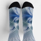 Chaussette Fantaisie dynamique Abstrait Tons bleus Art fracta (Haut)