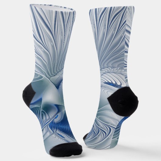 Chaussette Fantaisie dynamique Abstrait Tons bleus Art fracta (Angulaire)