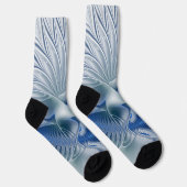 Chaussette Fantaisie dynamique Abstrait Tons bleus Art fracta (Droite)