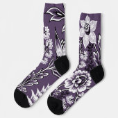 Chaussette Fantastiques Fleurs (Plum) Art (Gauche)