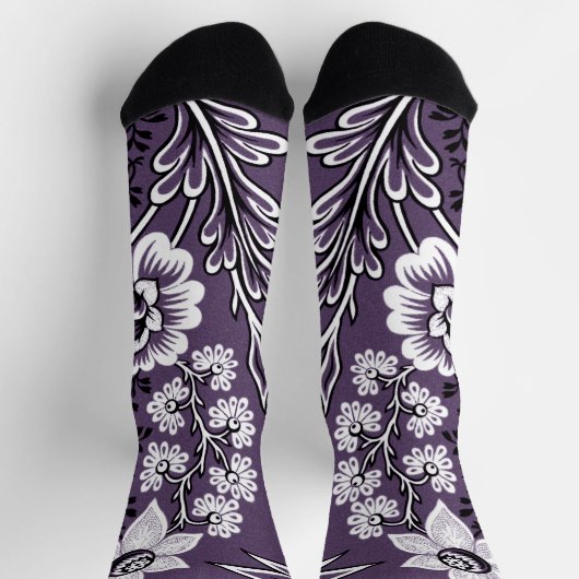 Chaussette Fantastiques Fleurs (Plum) Art (Haut)