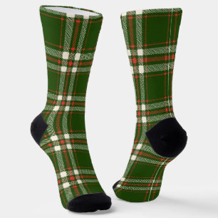 Chaussette Farmhouse vert rouge blanc plaid mignon Noël