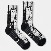 Chaussette Feline Fancy : Chaussettes à motifs de chats noir  (Droite)
