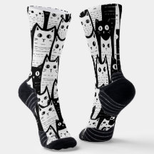 Feline Fancy : Chaussettes à motifs de chats noir 
