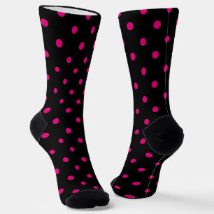 Chaussette Féminin noir et rose vif à pois