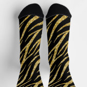 Chaussette Feminine Chic Luxe Black Gold Classy Zebra Print (Haut)