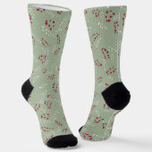 Chaussette Ferme laurier vert rustique feuillage motif mignon (Angulaire)