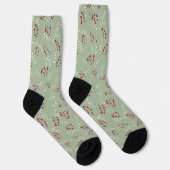 Chaussette Ferme laurier vert rustique feuillage motif mignon (Droite)