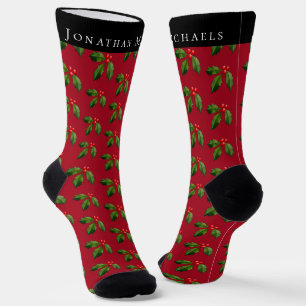 Chaussette Festif personnalisé Holly Berry Red Holiday