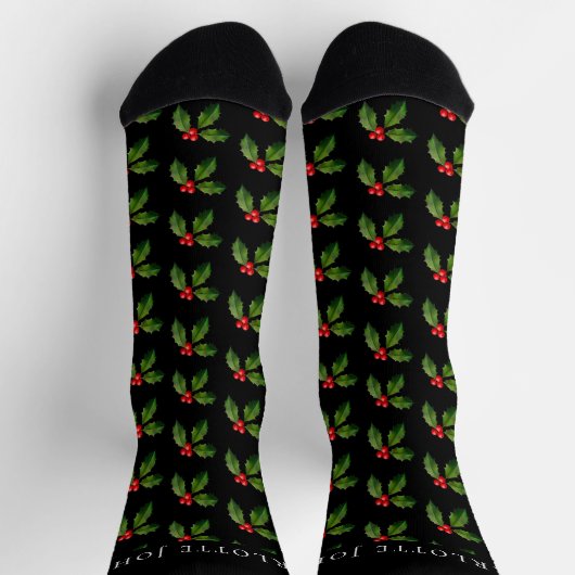 Chaussette Festif personnalisé Holly Berry Sprig Noël (Haut)