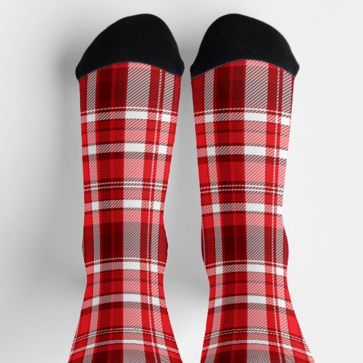 Chaussette Festif rouge et blanc plaid (Haut)