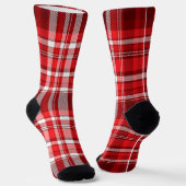 Chaussette Festif rouge et blanc plaid (Angulaire)