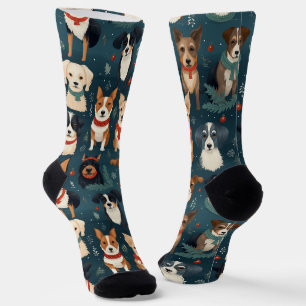 Chaussette Festive Chien reproduit Chaussettes de Noël