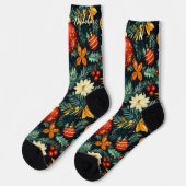 Chaussette Festive Christmas Foliage & Ornaments Name Socks (Gauche)
