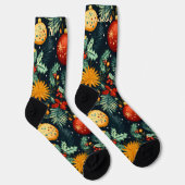 Chaussette Festive Christmas Foliage & Ornaments Name Socks (Droite)