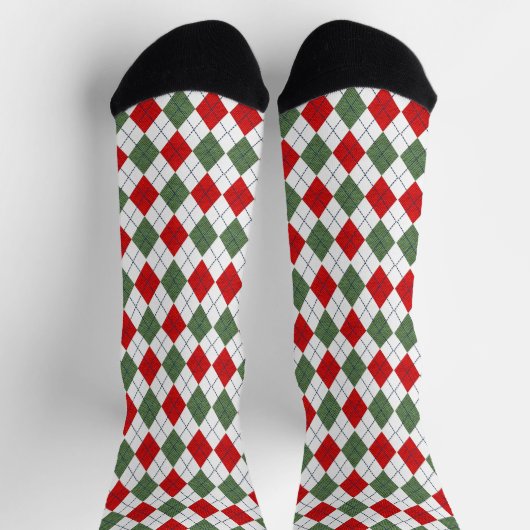 Chaussette Festive Green and Red Argyle Pattern (Haut)