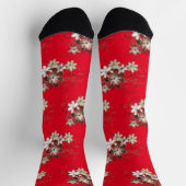 Chaussette Festive Rouge floral (Haut)