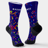 Chaussette Fête Confetti Nom bleu haute performance (Angulaire)