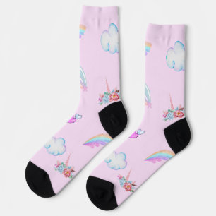 Chaussette Fête d'anniversaire dégradé arc-en-ciel Licorne Ma