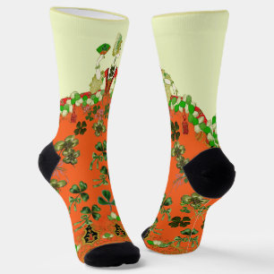 CHAUSSETTE FÊTE DE LA SAINT-PATRICK LADY ORANGE ET TRÈFLES