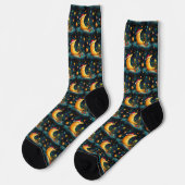 Chaussette Fête de Noël drôle Lune Galaxy (Gauche)