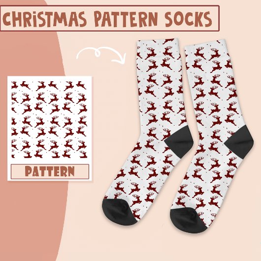 Chaussette Fête de Noël Reindeer Rouge Motif