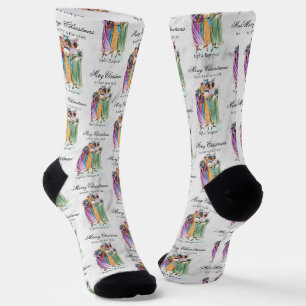 Chaussette Fête de Noël rétro vintage personnalisée pour dame