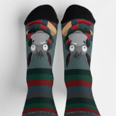 Chaussette Fête Drôle Mignon Âne Turquoise Gris (Haut)