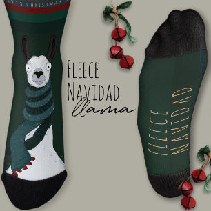 Chaussette Fête festive « Fleece Navidad » Pun Llama Vert